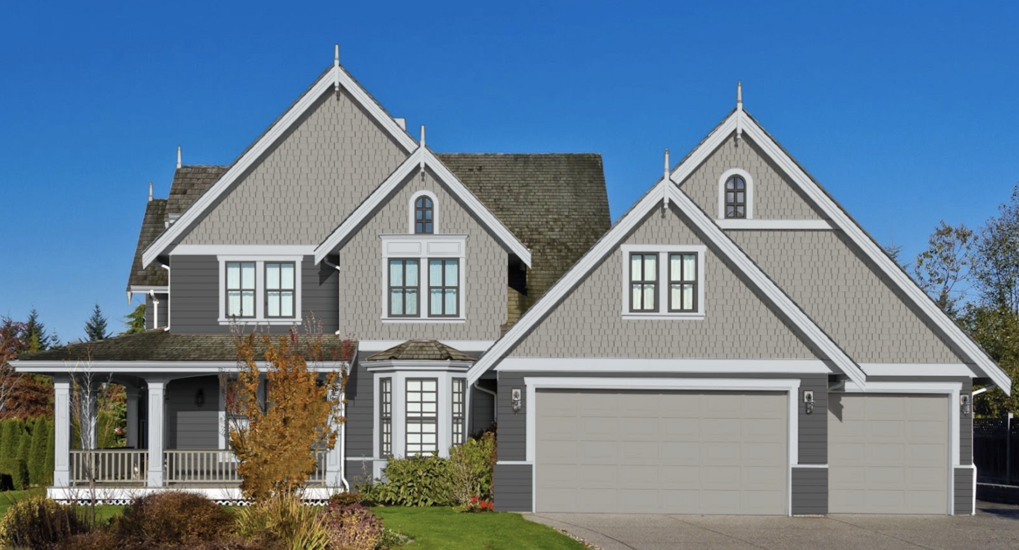 dark garage doors with light trim