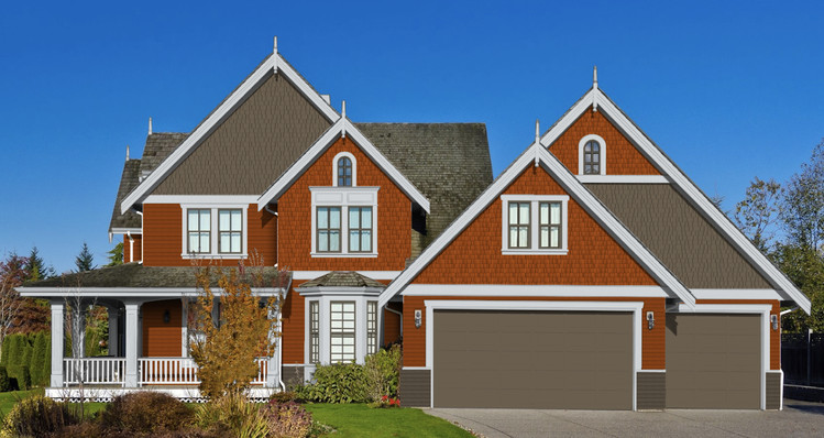 Pewter Siding with Red and Brown Tones